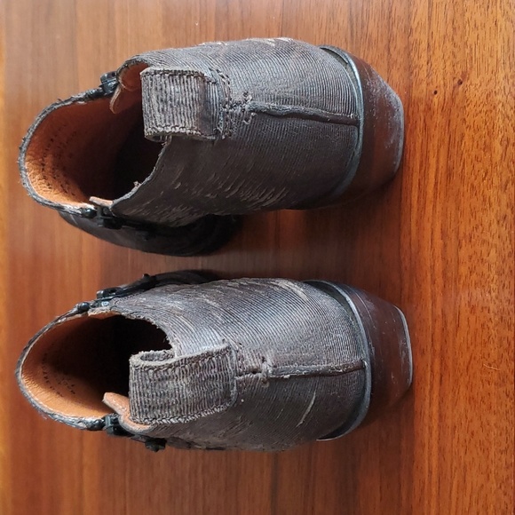 Frye Sacha Moto Shootie Ankle Boot Bootie Charcoal Cut Vintage Leather Snip Toe - Picture 5 of 7